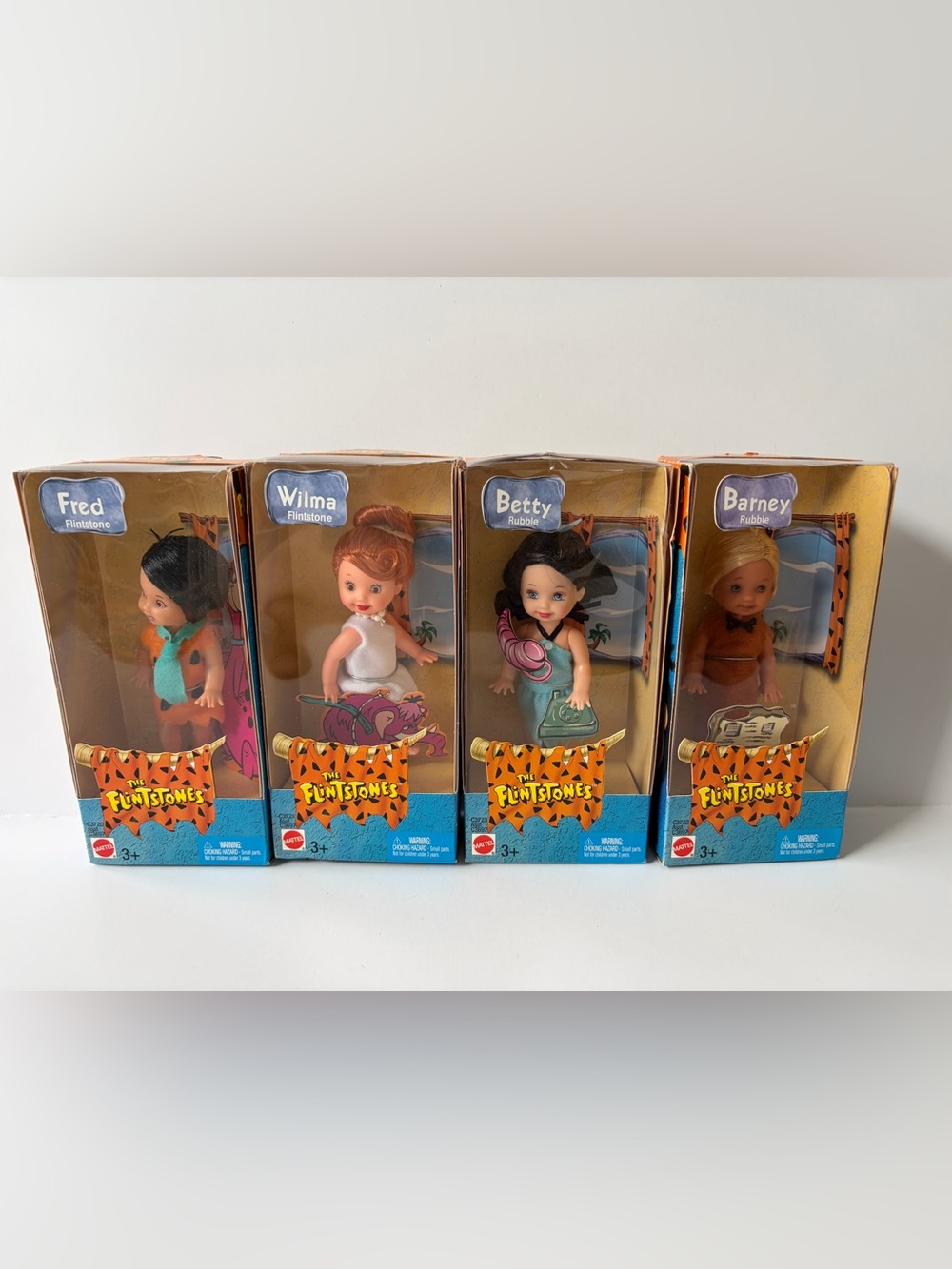 2003 Mattel The Flintstones Kelly Dolls Set of 4 Fred, Wilma, Betty & Barney